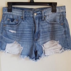 Distressed jean shorts